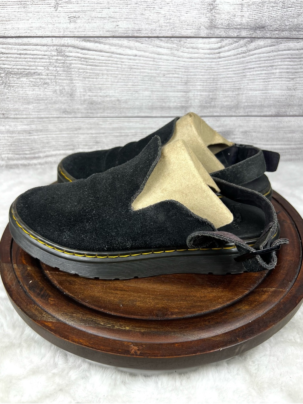 Dr. Martens Carlson Black Suede Slingback Mules Clogs Shoes Mens 7/ Women’s 8 - Picture 5 of 12